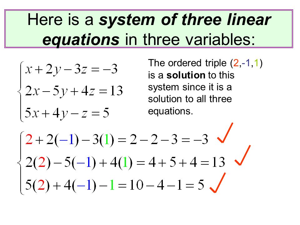Solutions: Systems of 3 variable Equations